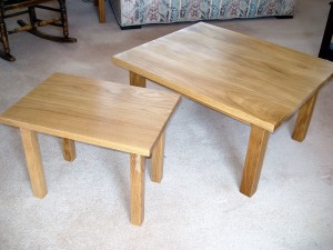 Pair of tables in oak