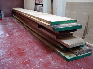 Rough sawn oak boards